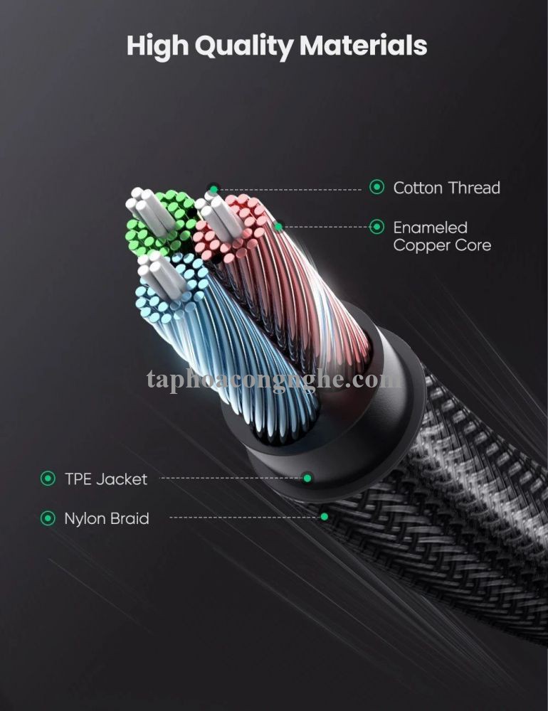 Ugreen 60845 0.5M màu đen 3.5mm 3 ngấn nối dài Cáp âm thanh dây bện nylon 50cm hỗ trợ micro AV118 30060845